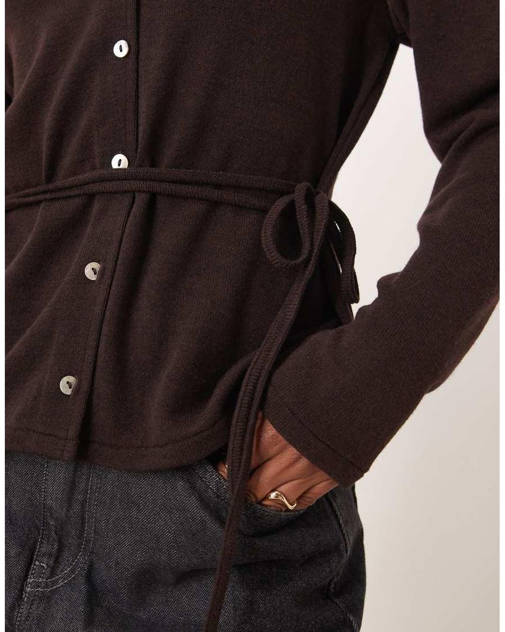 Mango Black Belted Fine Cardigan