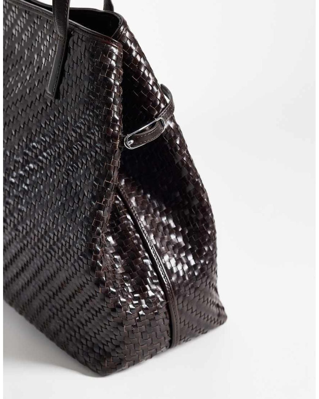 Vagabond Black Cannes Leather Woven Shoulder Bag