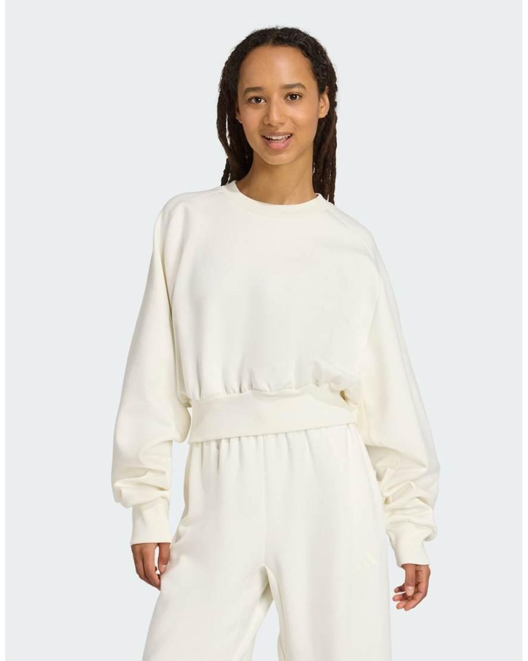 Adidas Originals White Soft Lux Loose Sweatshirt