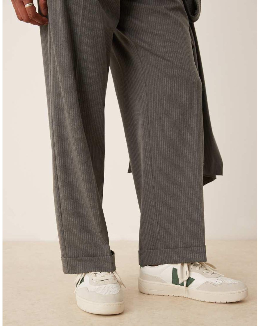 ASOS Gray Wide Leg Suit Trousers for men