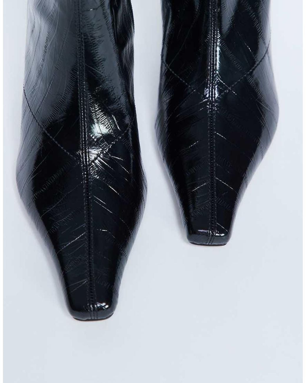 TOPSHOP Black Pearl Point Toe Ankle Boot