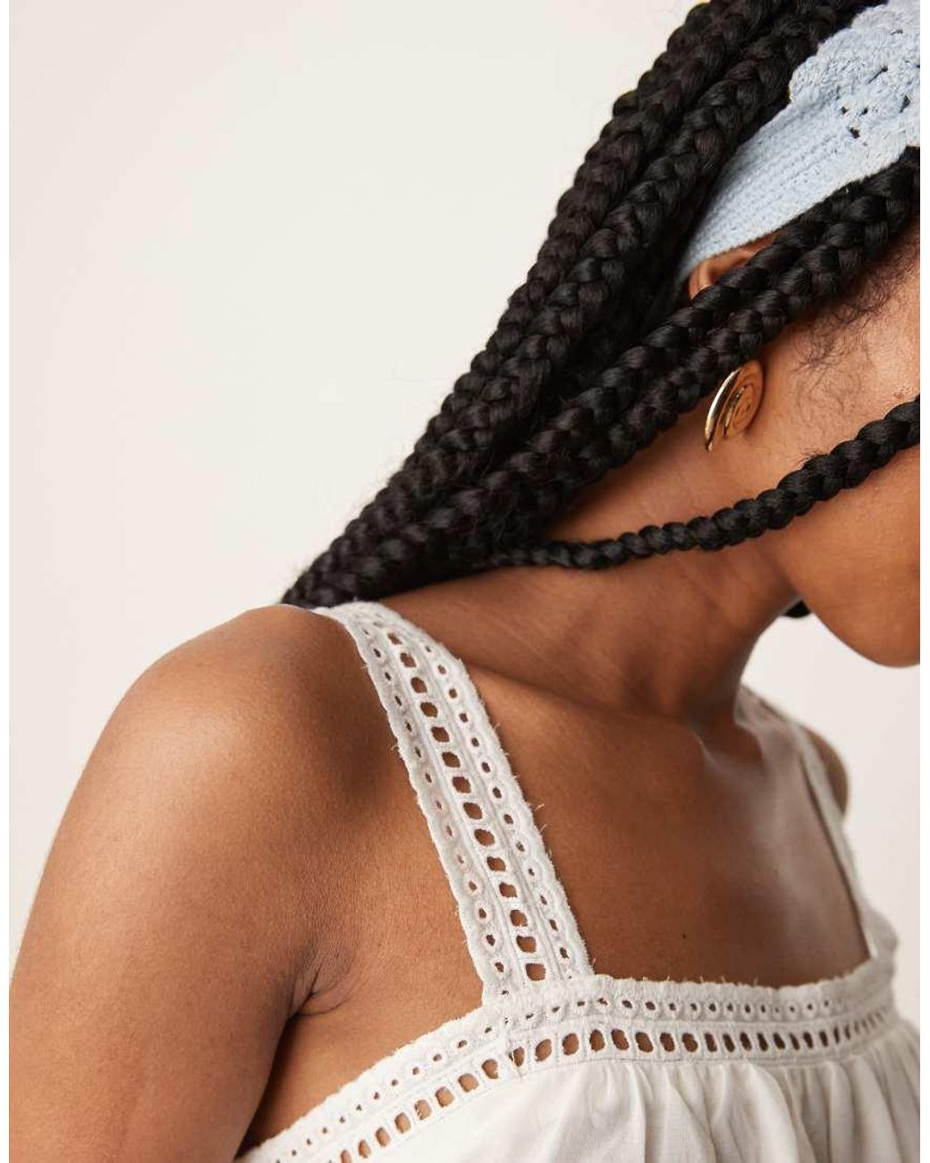 Jdy Natural Cami Smock Top With Broderie Detail
