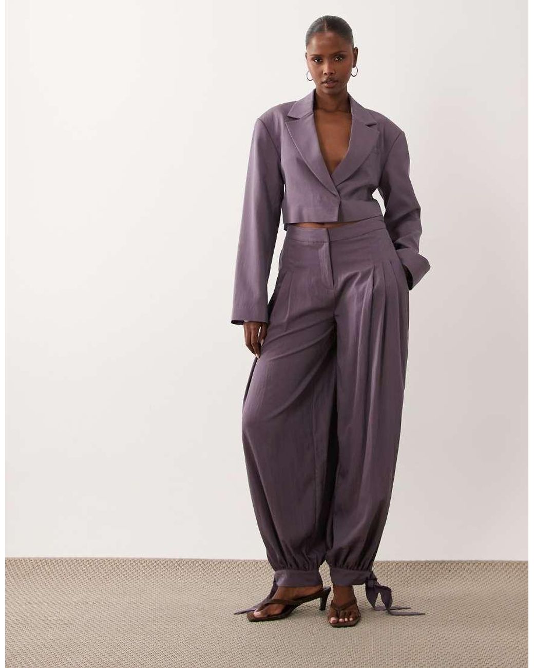 ASOS Purple Tailored Drape Tie Waist Blazer Co-Ord