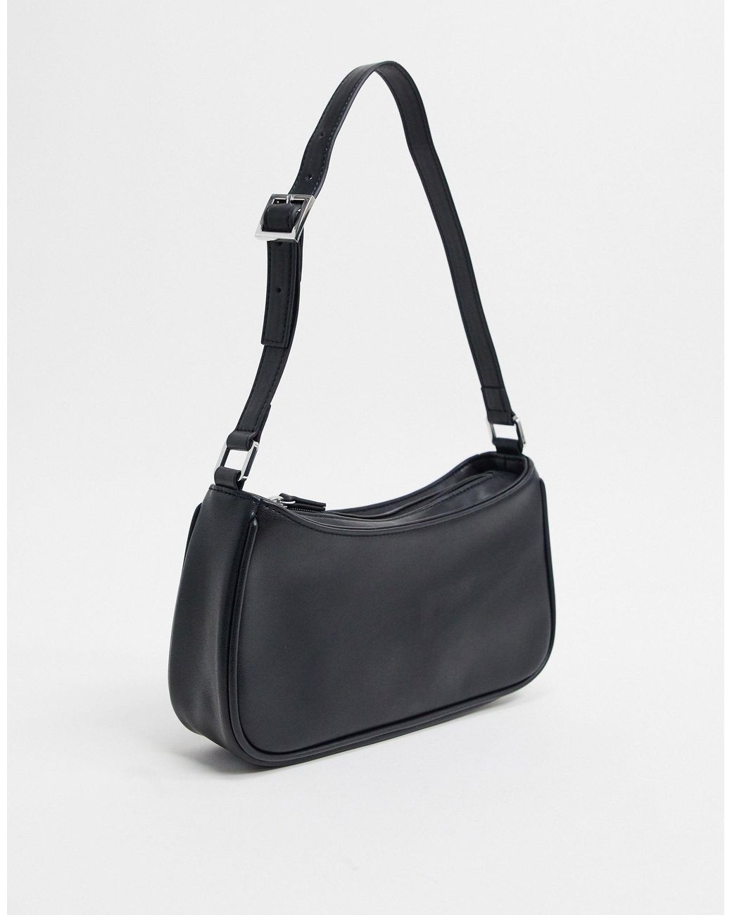 Monki Odessa Faux Leather Shoulder Bag in Black | Lyst