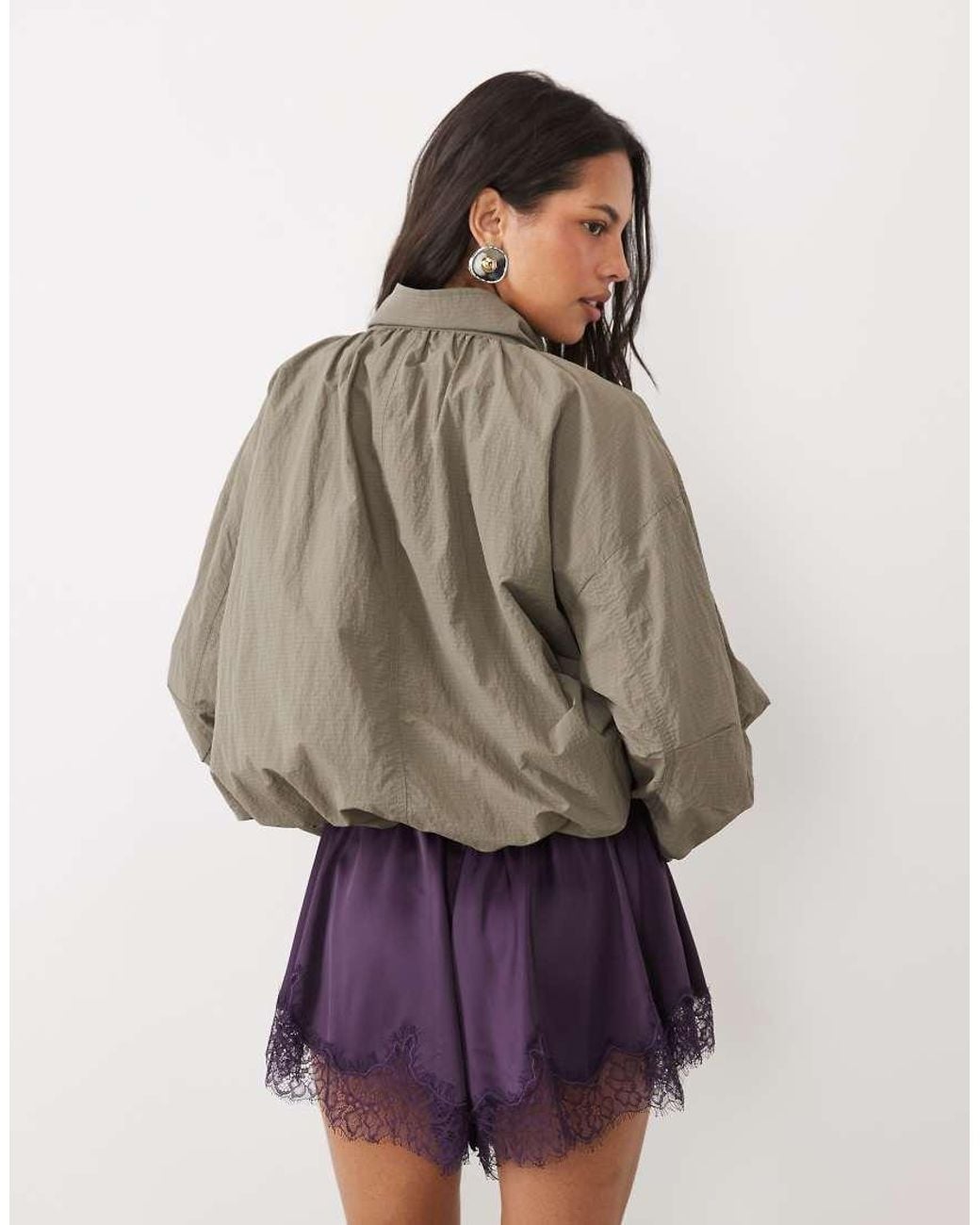 ASOS Brown Satin Drawstring Waist Floaty Shorts