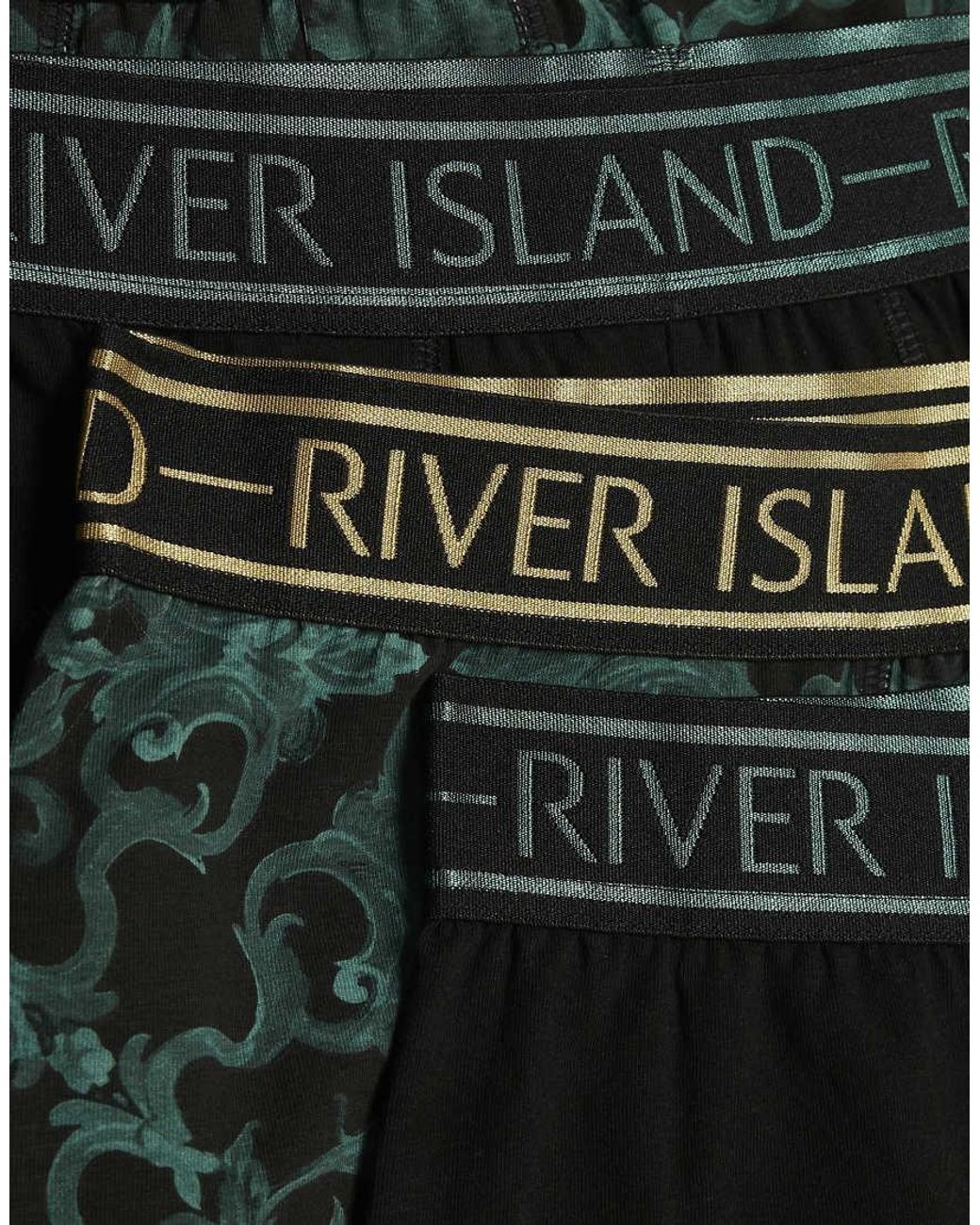 River Island Black Baroque Print Pack Of 5 Trunks for men