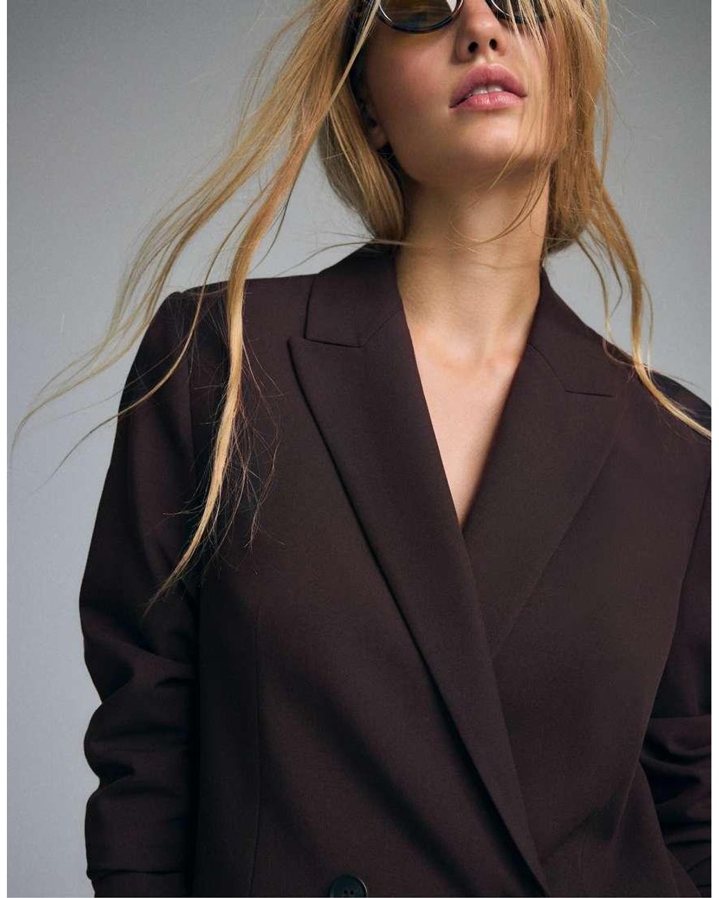Stradivarius Blue Straight Buttoned Blazer