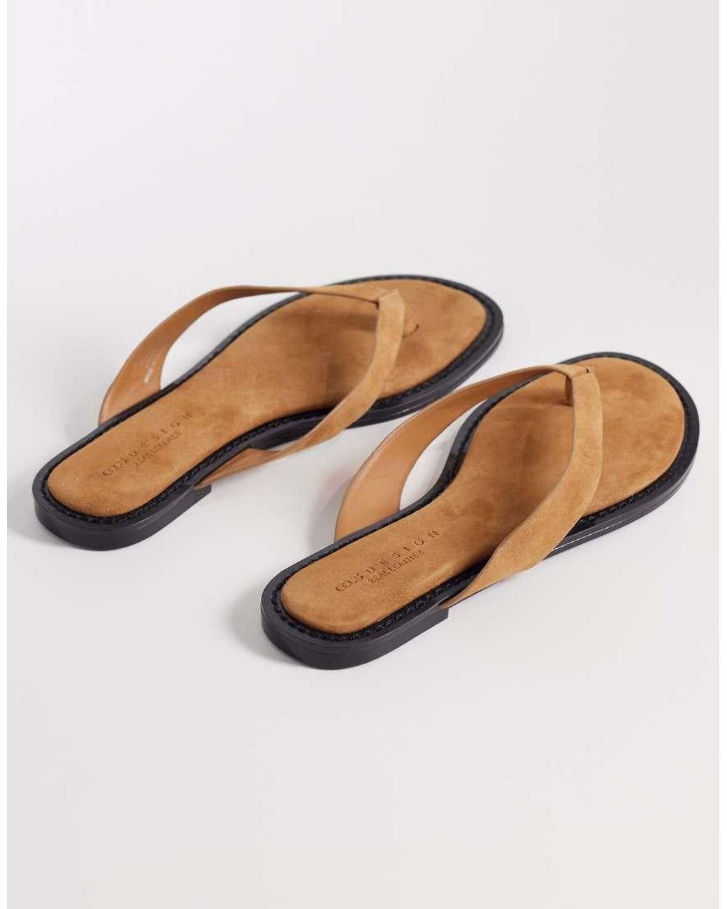 ASOS White Fenna Premium Real Suede Flip Flops