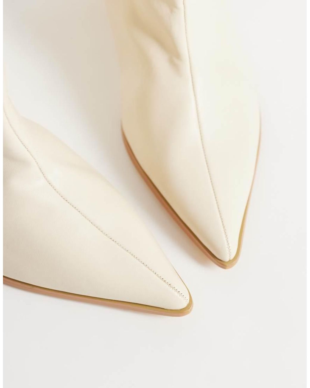 Public Desire White Lola Kitten Heel Knee Boots