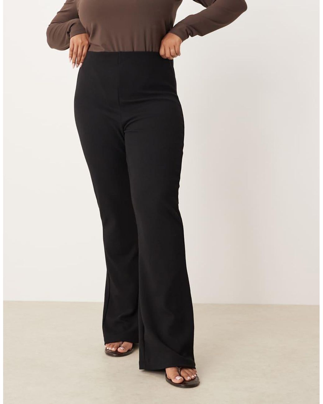 ASOS Blue Asos Design Curve Heavyweight Rib Flare Trouser