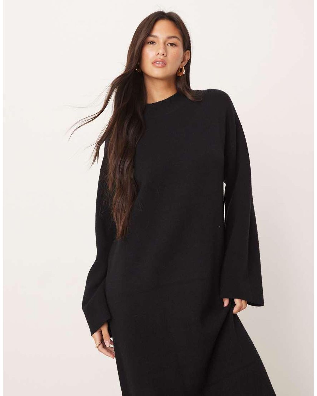 Y.A.S Black Stand Neck Knitted Maxi Dress