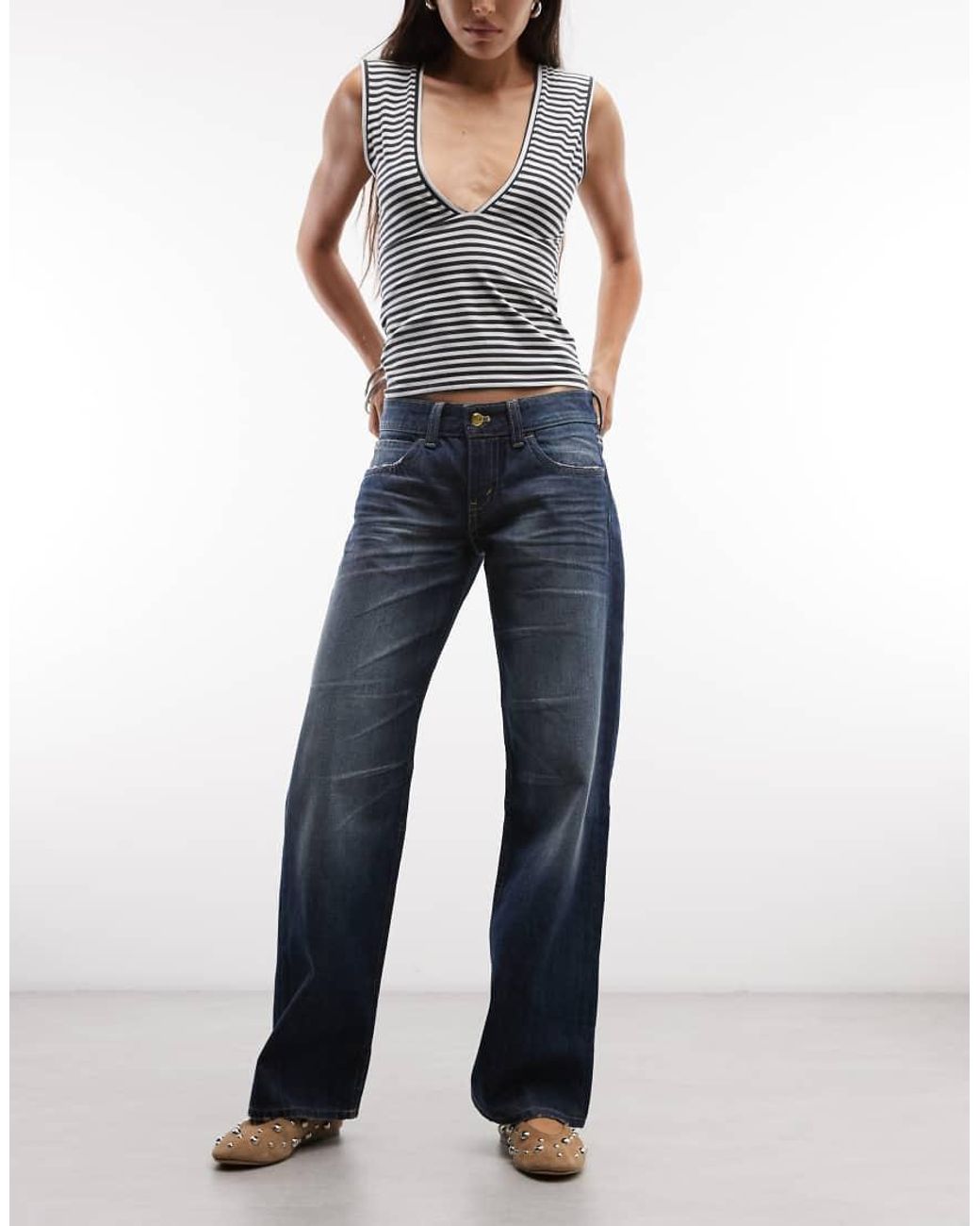 Cheap Monday Blue Messy Loose Fit Denim Jeans