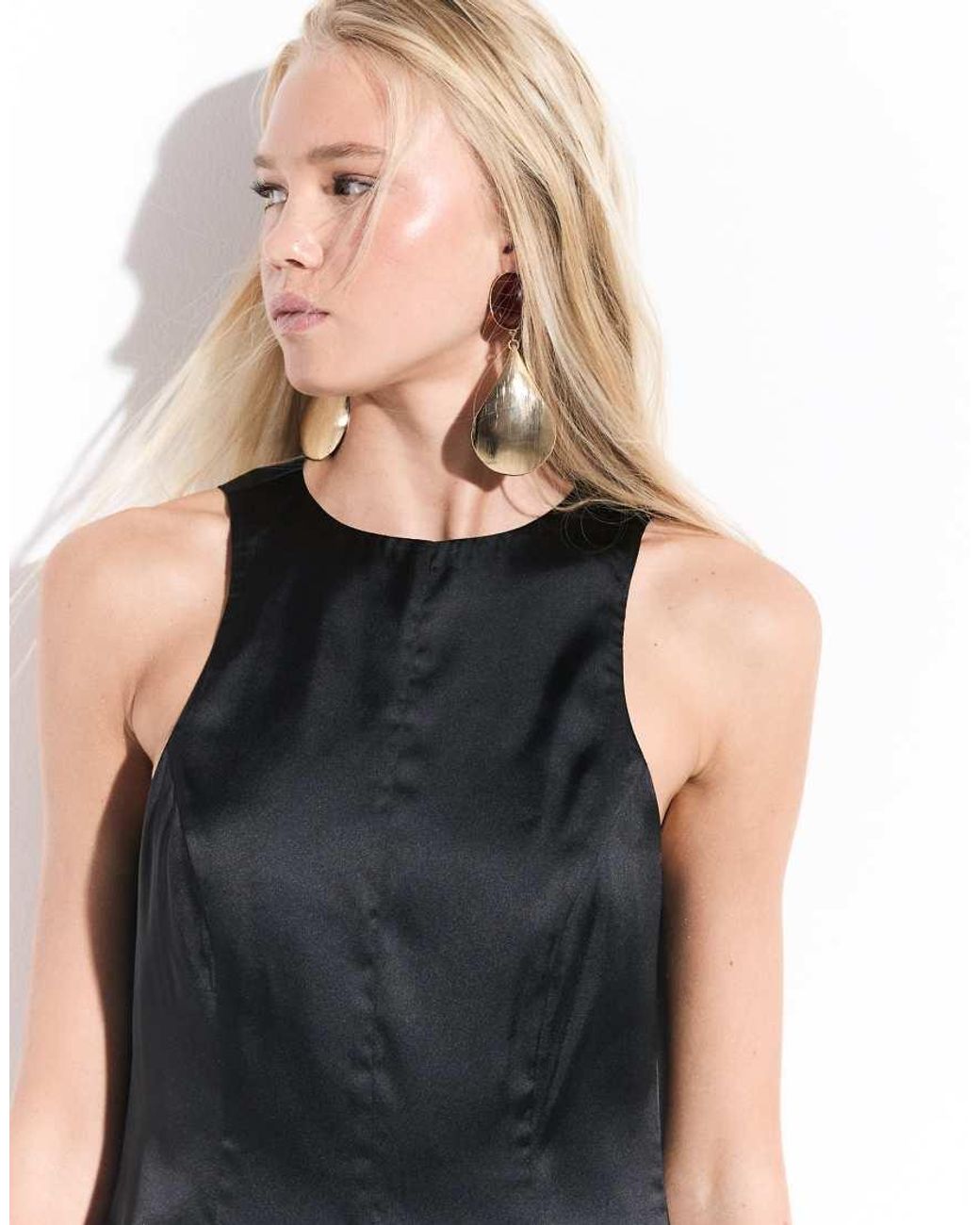 ASOS Black Racer Satin Playsuit