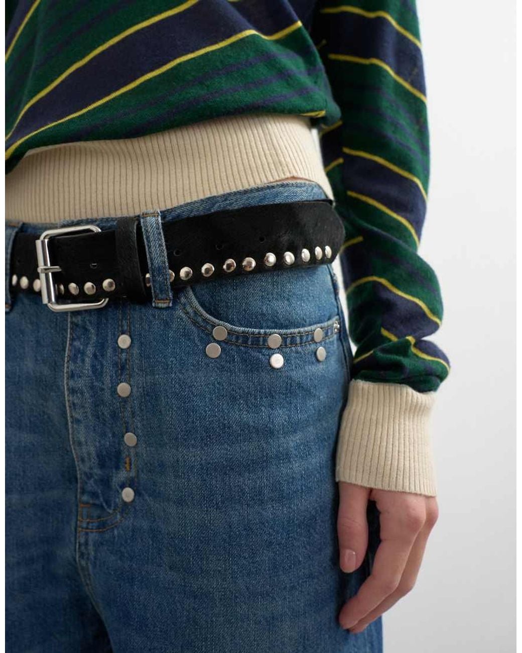 TOPSHOP Multicolor X Talia Byre Premium Hair On Real Leather Studded Belt