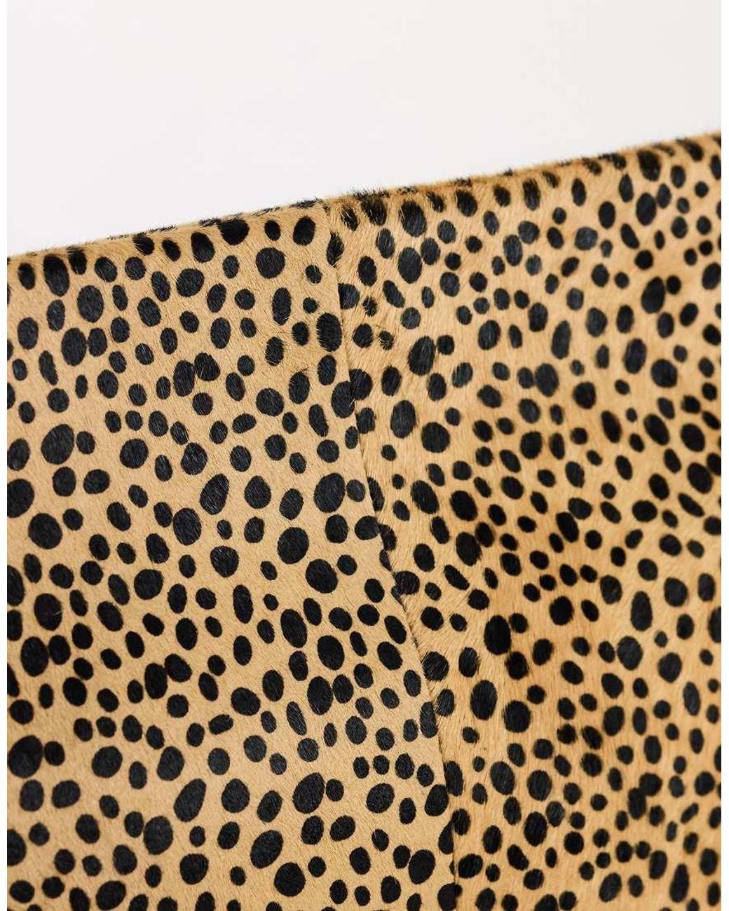 TOPSHOP Natural Cam Oversized Hair On Real Leather Clutch Bag
