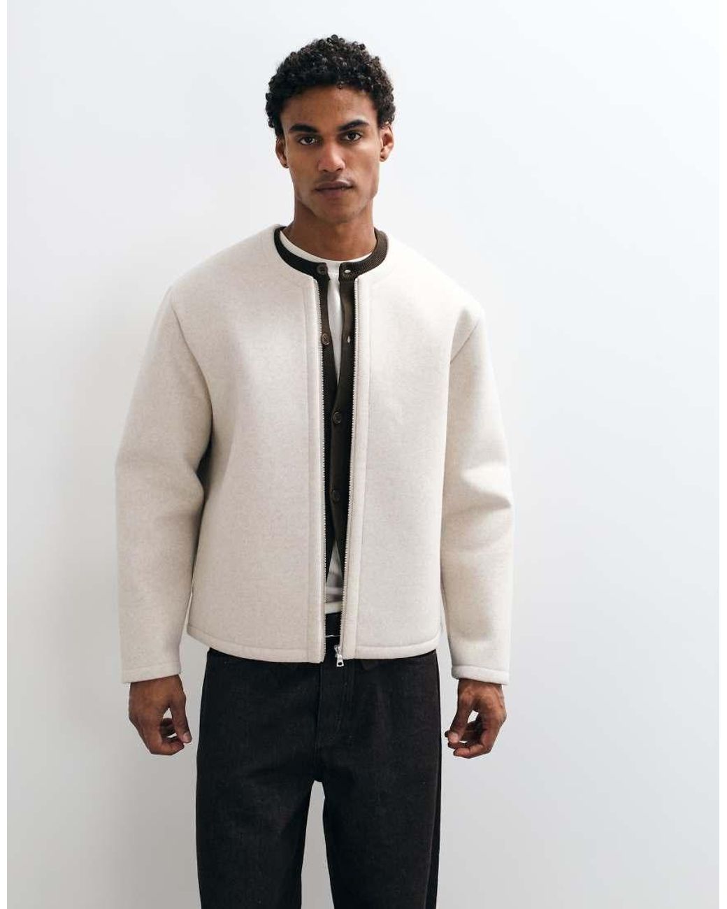 ASOS White Relaxed Cardigan Style Zip Through for men