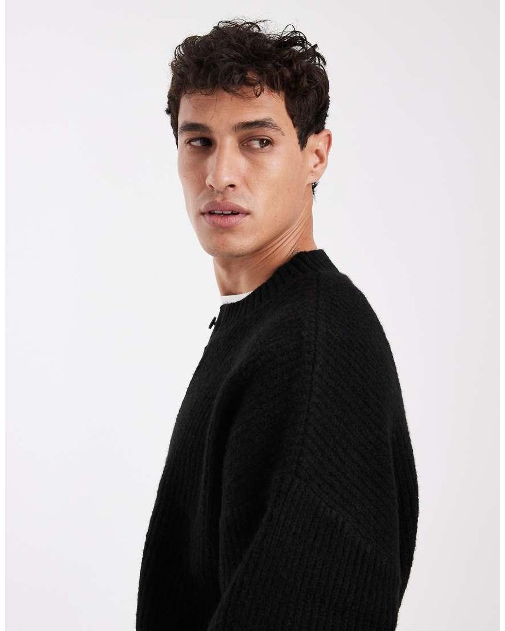 Jack & Jones Black Crew Neck Cardigan for men