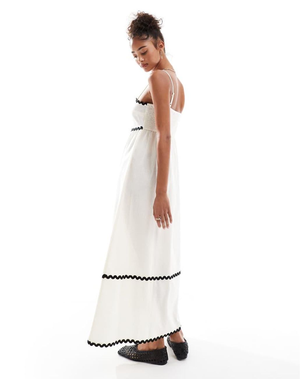 Wednesday's Girl White Contrast Trim Maxi Dress