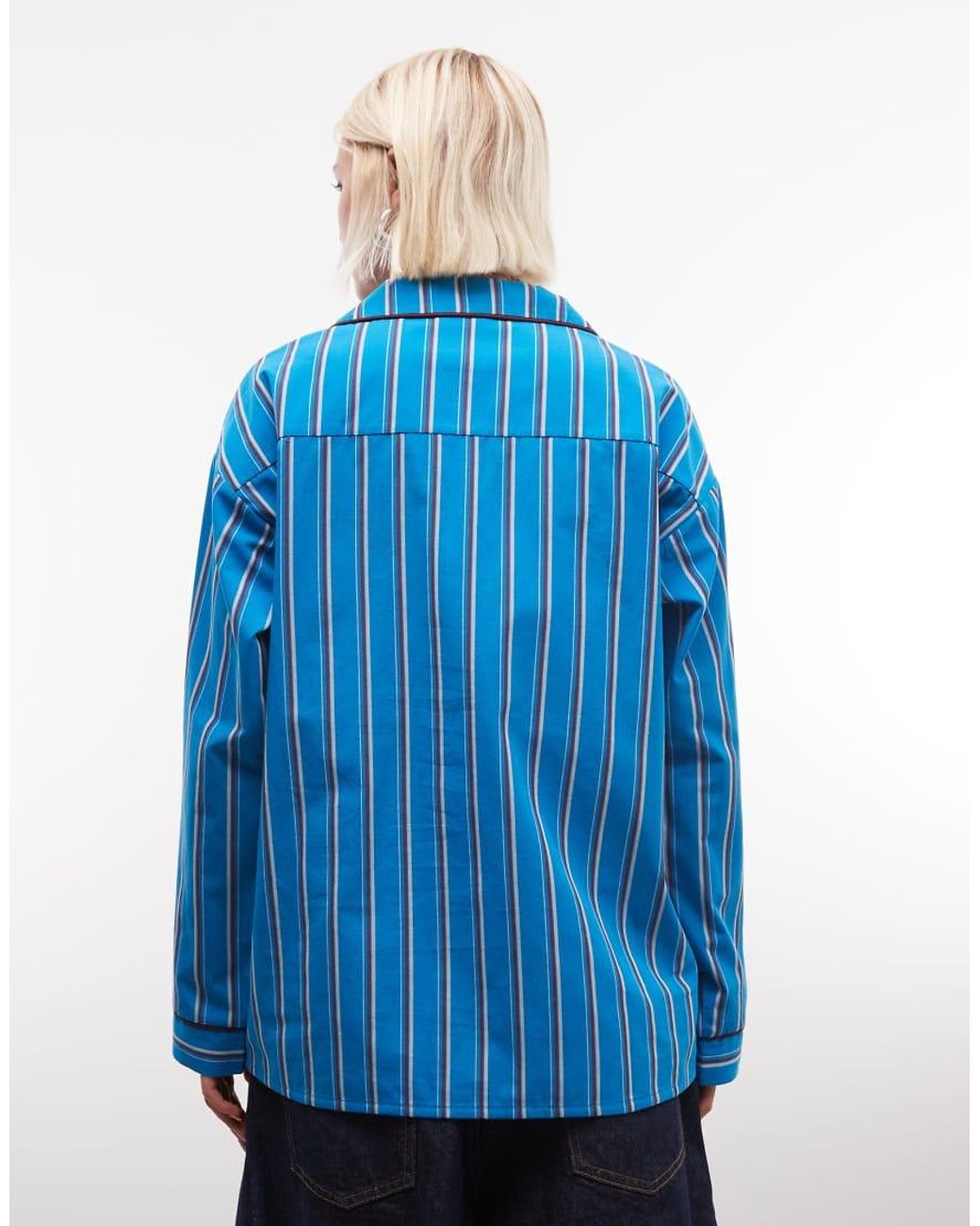 Reclaimed Vintage Blue Pj Style Co-ord Revere Shirt