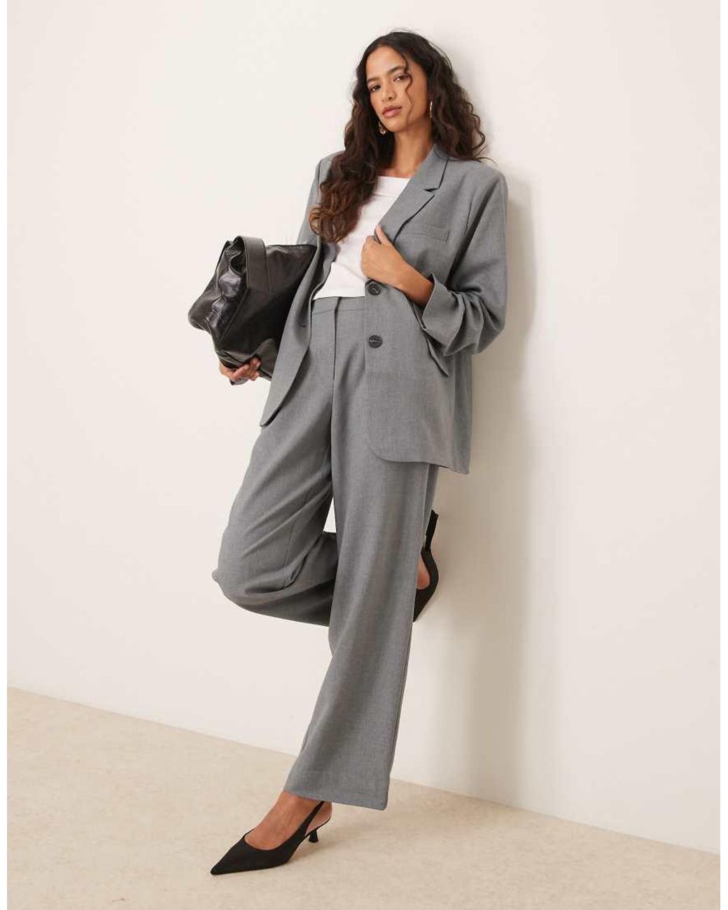 Y.A.S Gray Oversized Ruched Sleeve Detail Blazer Co-Ord