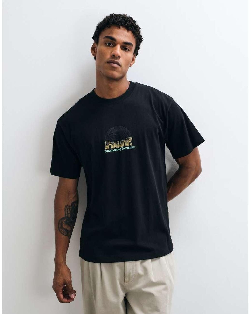 Huf Black Worldwide Network Graphic T-Shirt for men