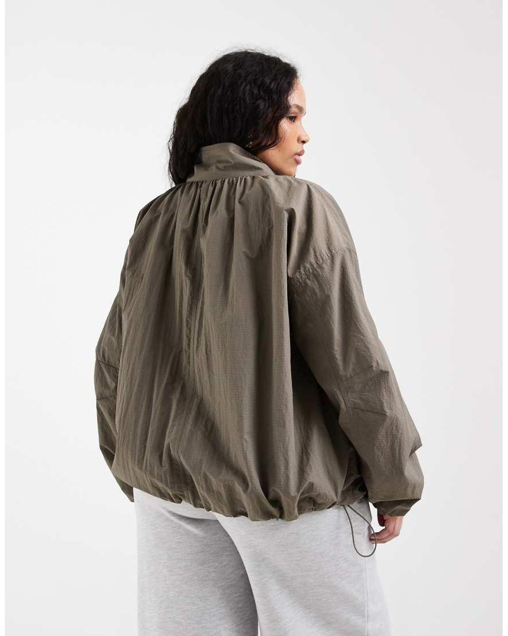 ASOS Brown Asos Design Curve Oversized Bubble Hem Track Jacket