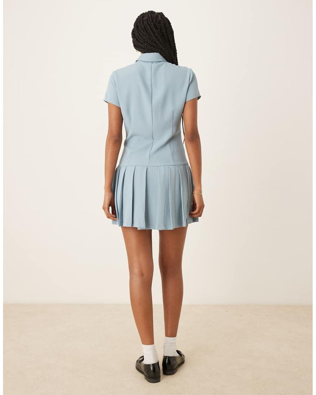 Glamorous Blue Collared Button Down Mini Dress