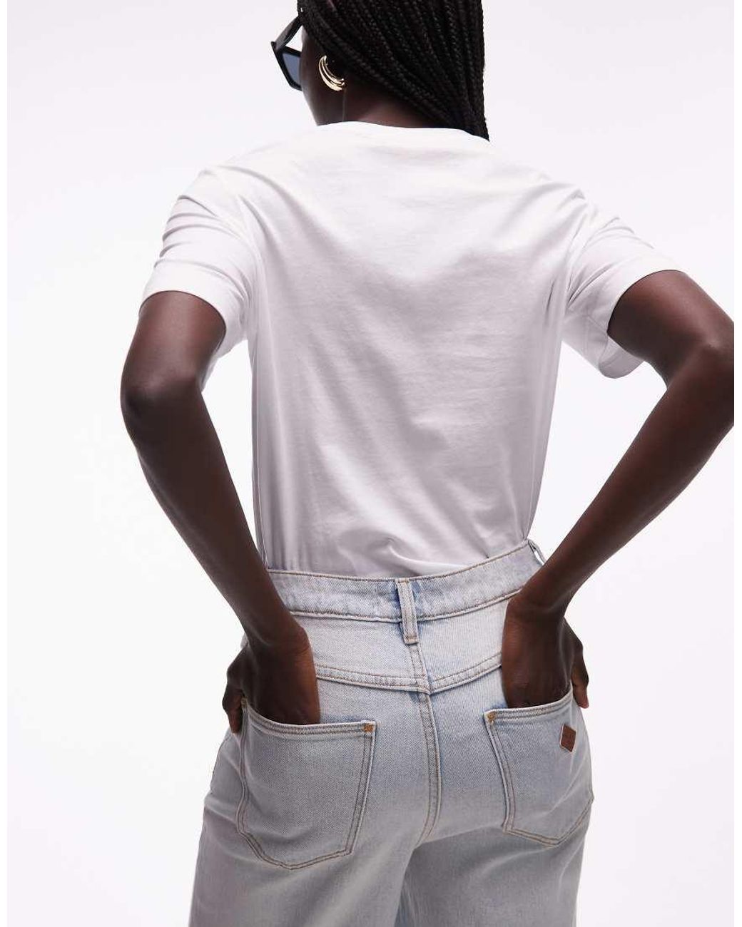 Abrand Jeans White 94 High Rise Straight Leg Jeans With Turn Up