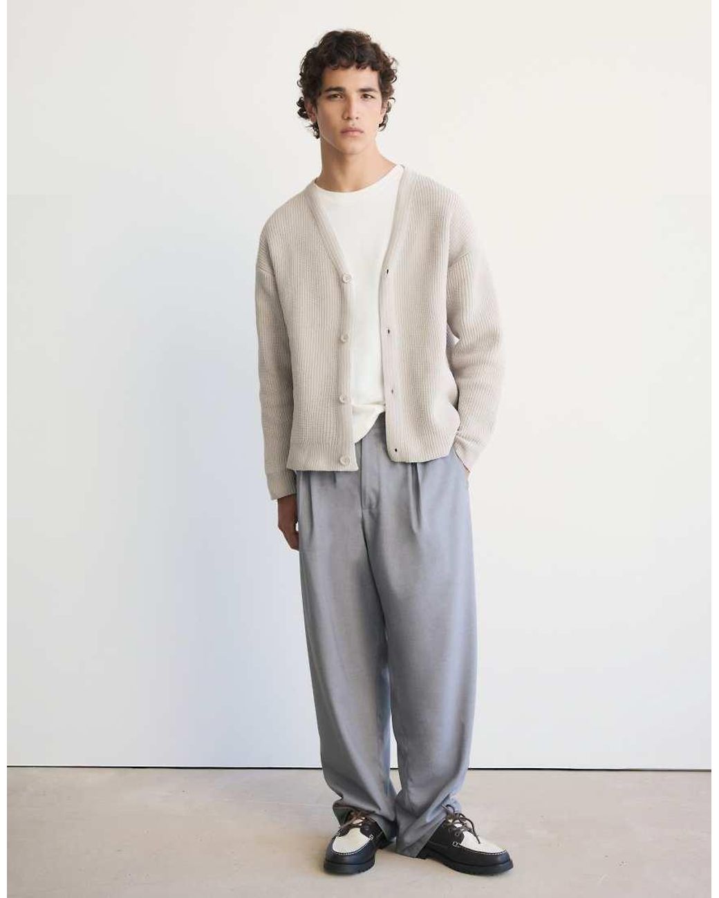 Pull&Bear Natural Buttoned Cardigan for men
