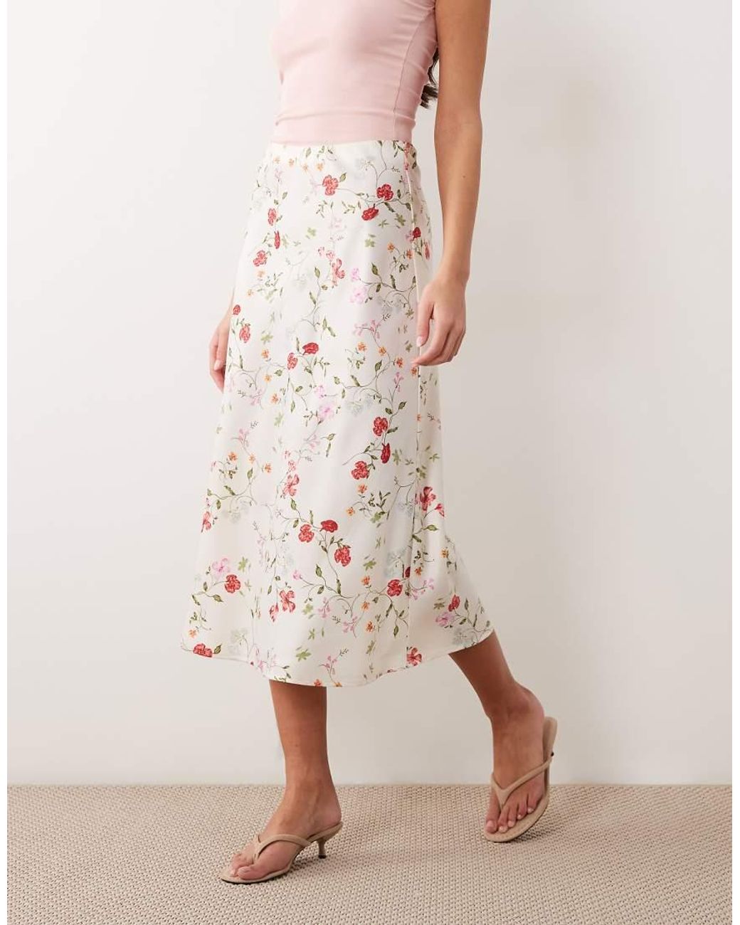 Y.A.S Pink Satin Midi Skirt