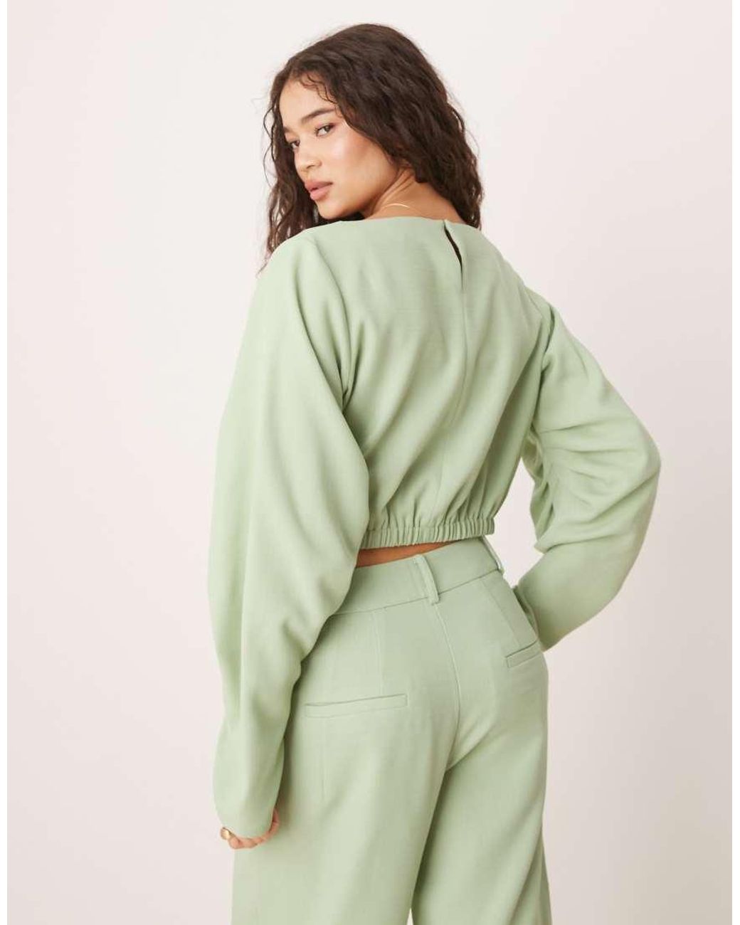 ASOS Green Tailored Pleat Sleeve Detail Top Co-Ord