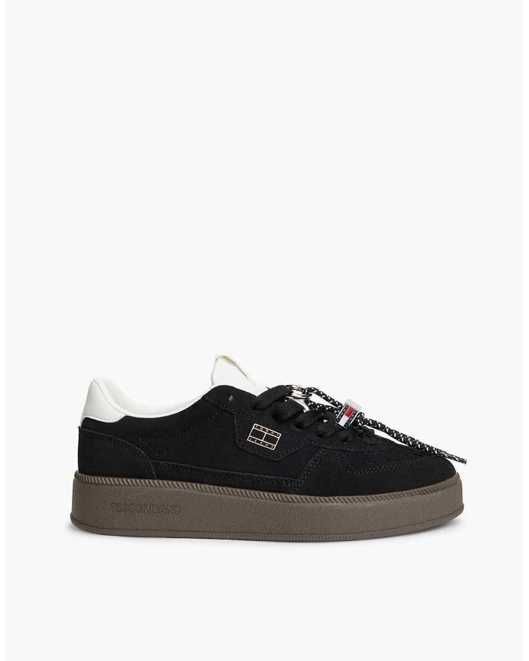 Tommy Hilfiger Black Logo-Plaque Panelled Sneakers