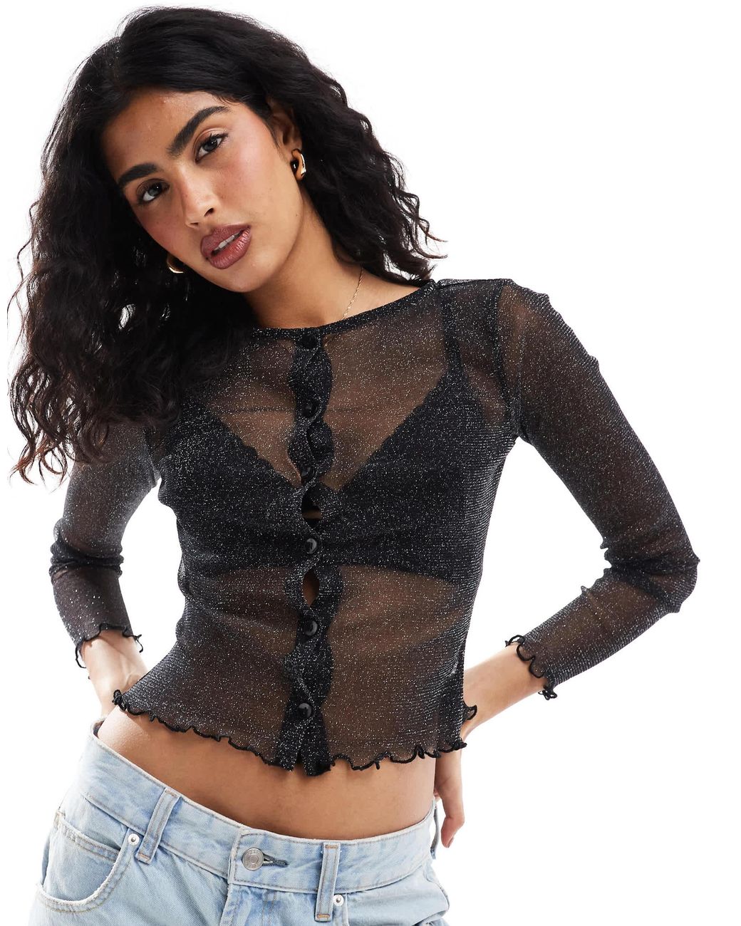 black sheer glitter top