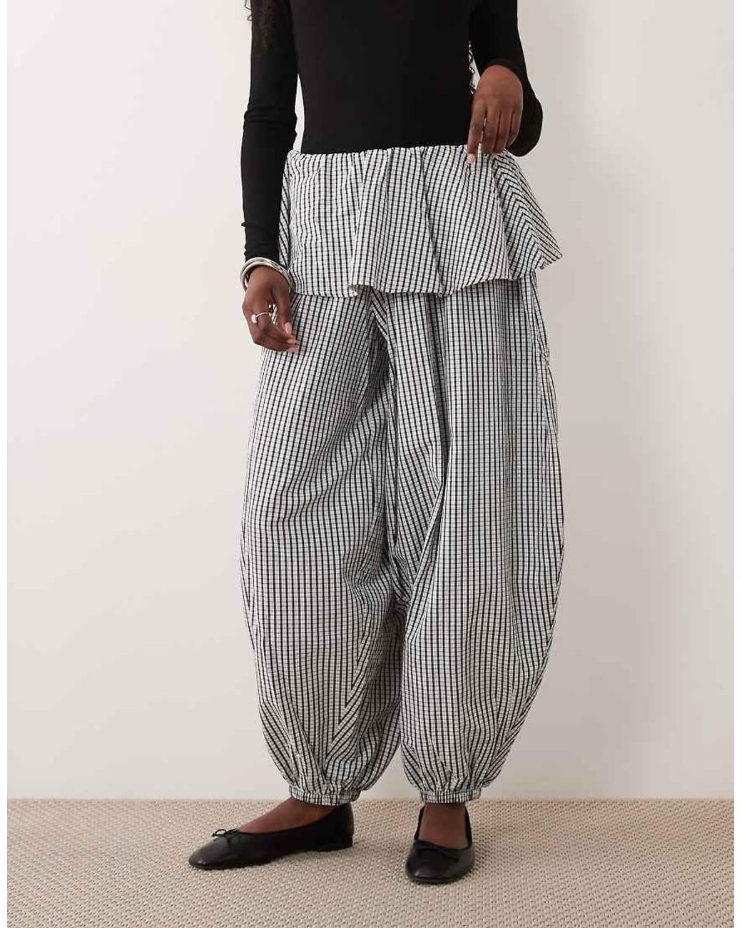 ASOS Gray Balloon Pants With Skirt Overlay Detail