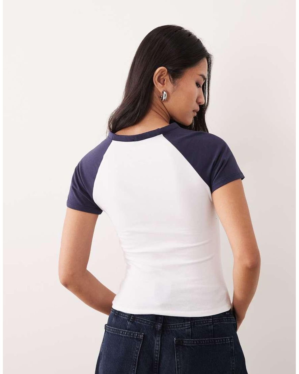 ASOS White Raglan Baby Tee With Antwerp Location Graphic