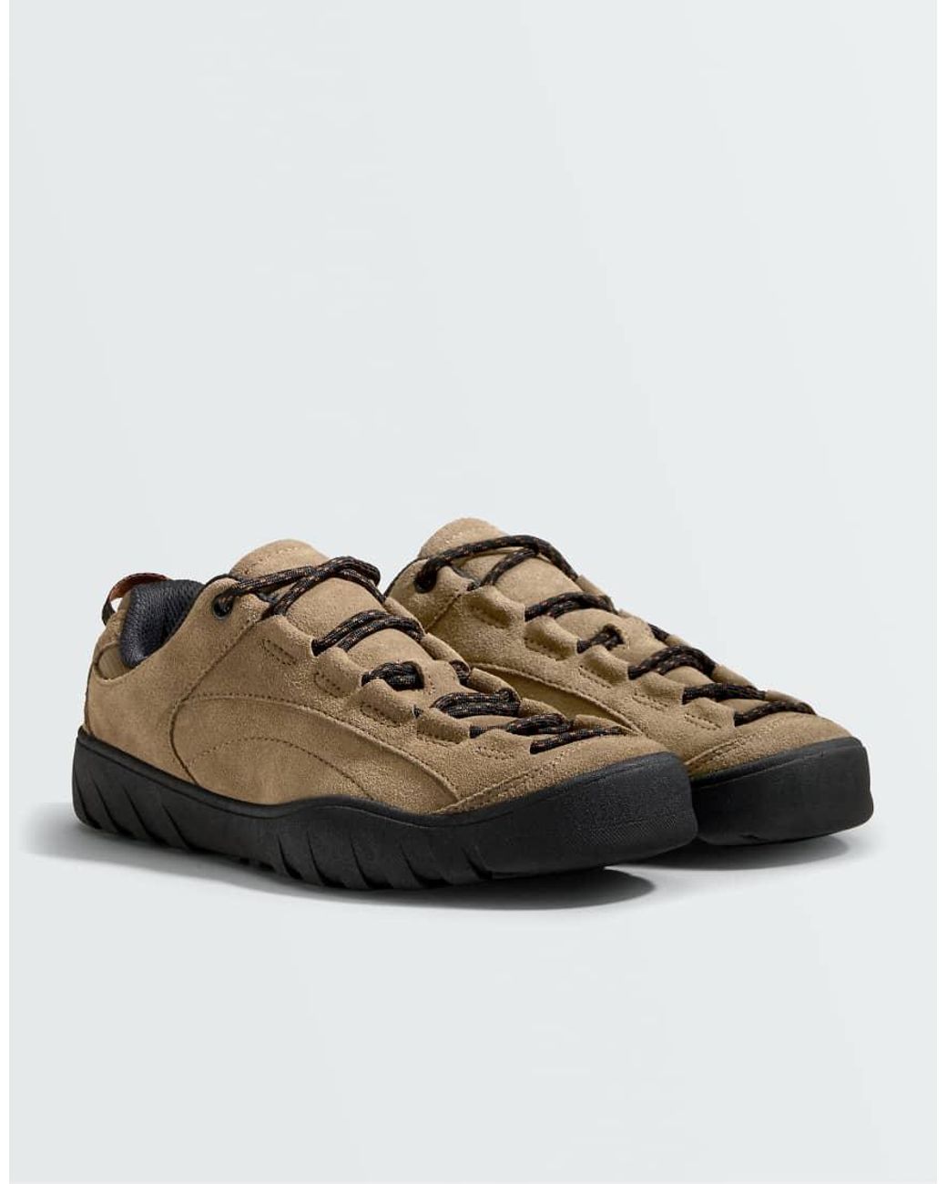 Oysho Brown Split-Leather Trainers