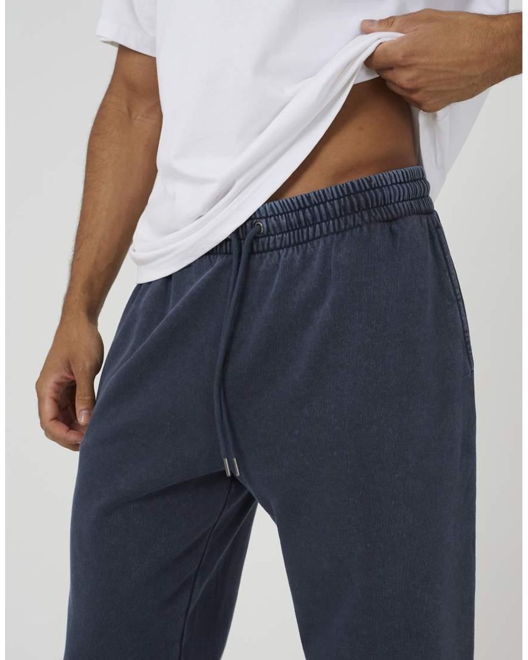 Brave Soul Blue Acid Wash Wide Leg Joggers for men