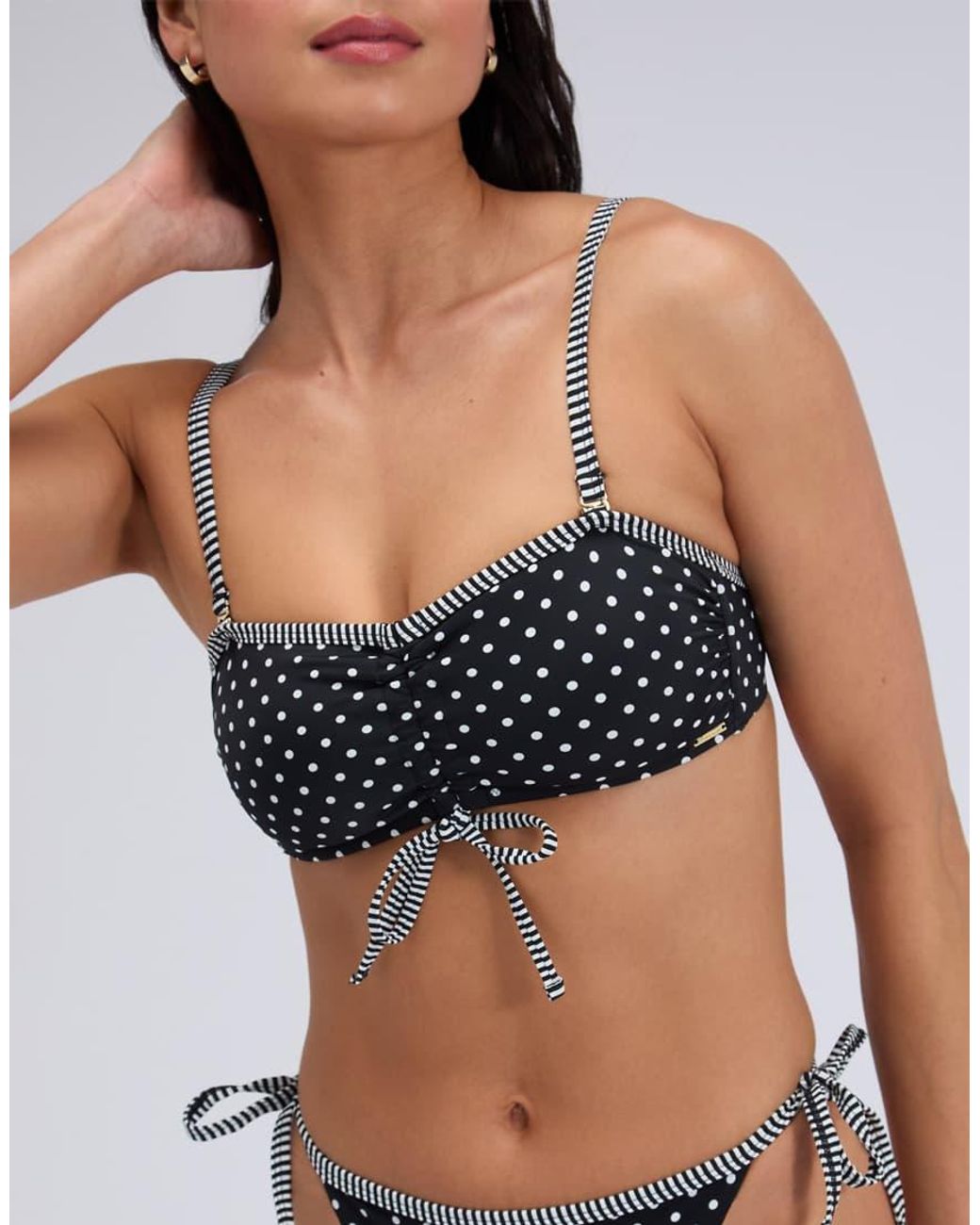 Boux Avenue Black Vivara Multiway Bandeau Bikini Top Summer Polka Dot Swimwear