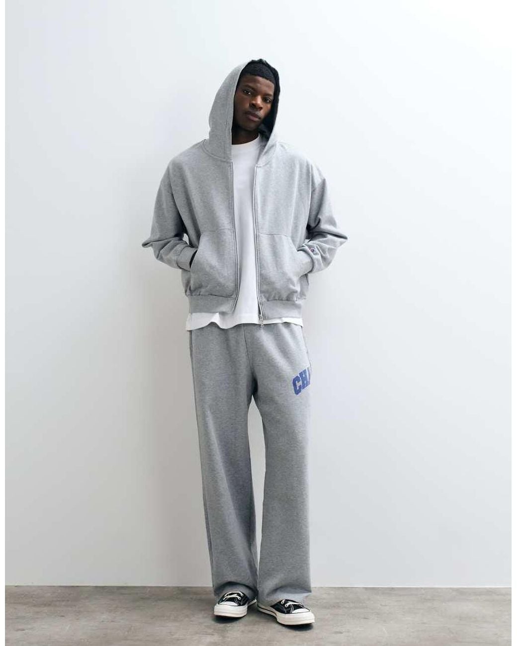 Champion Gray Future Memories Oversized Full Zip Hoodie for men