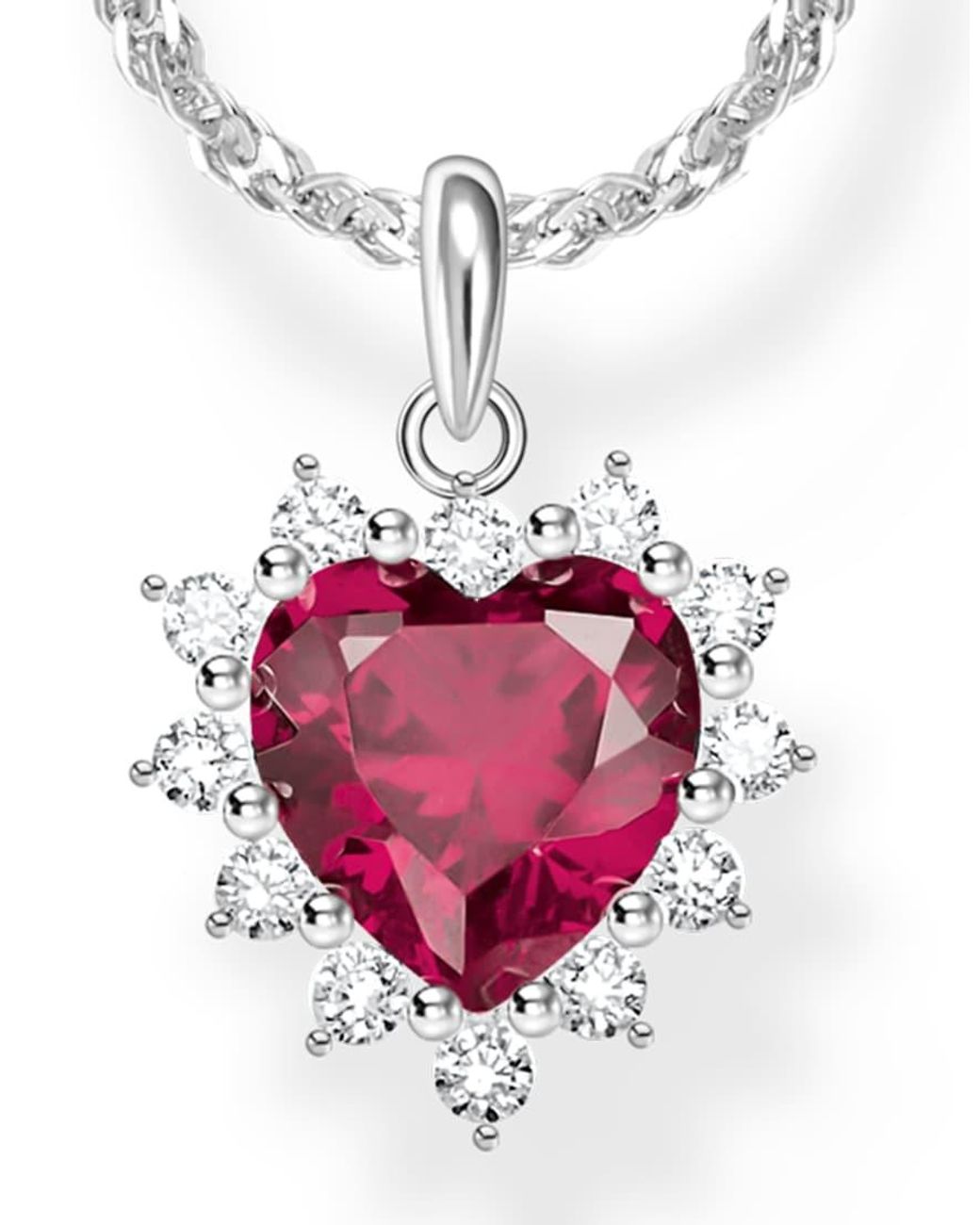 Thomas Sabo White Heart Pendant Rope Chain Necklace