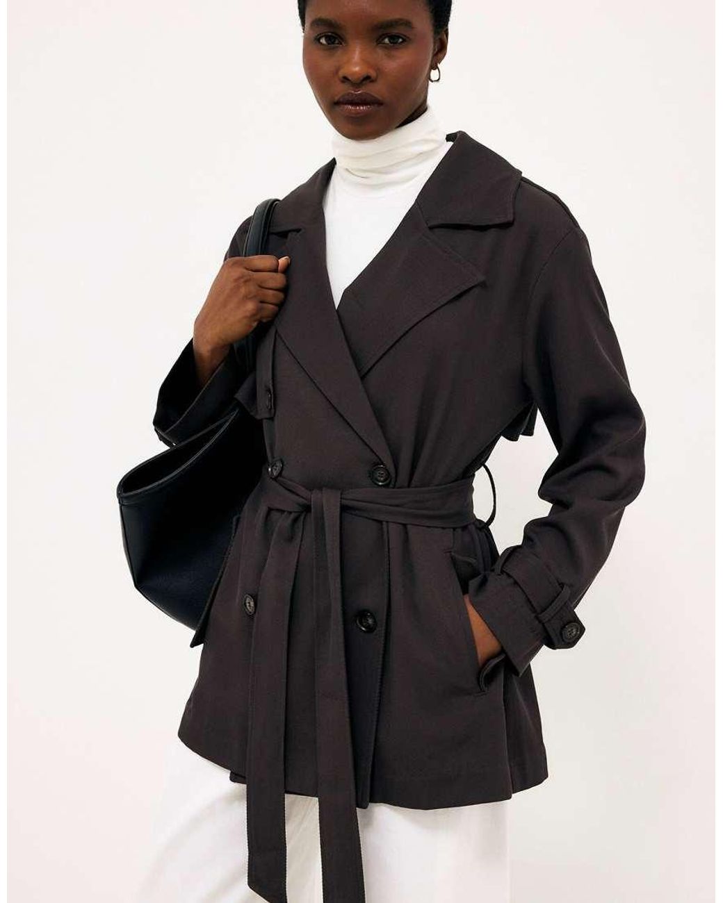 NA-KD Brown Belted Short Trenchcoat