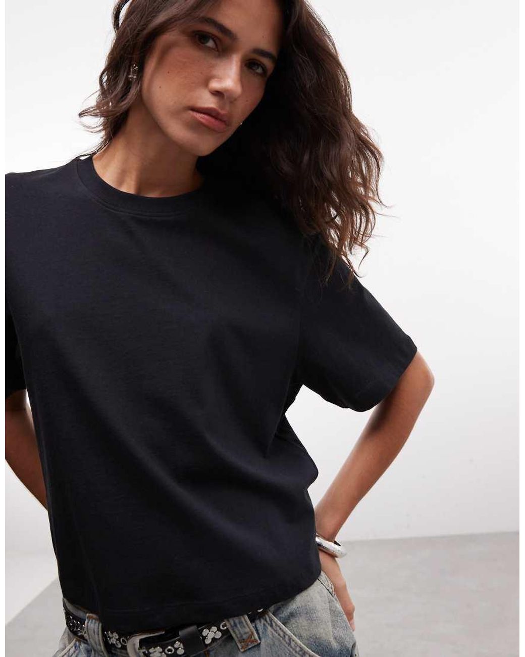 Collusion Black Boxy Short Sleeve T-shirt