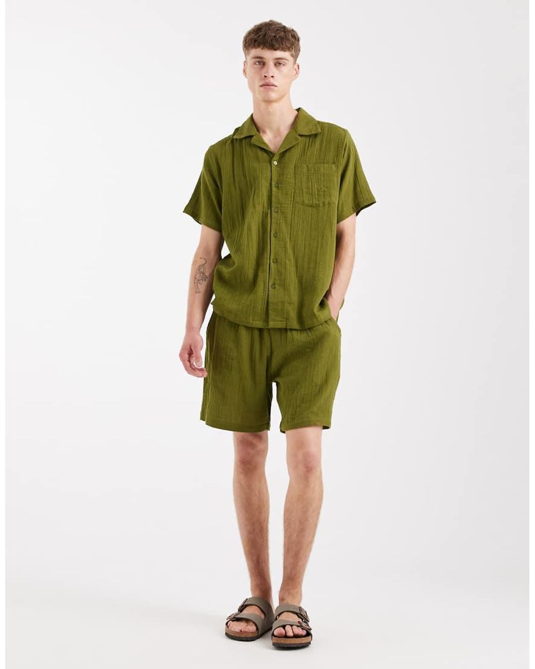 Sol Beach Green Beach Shirt for men