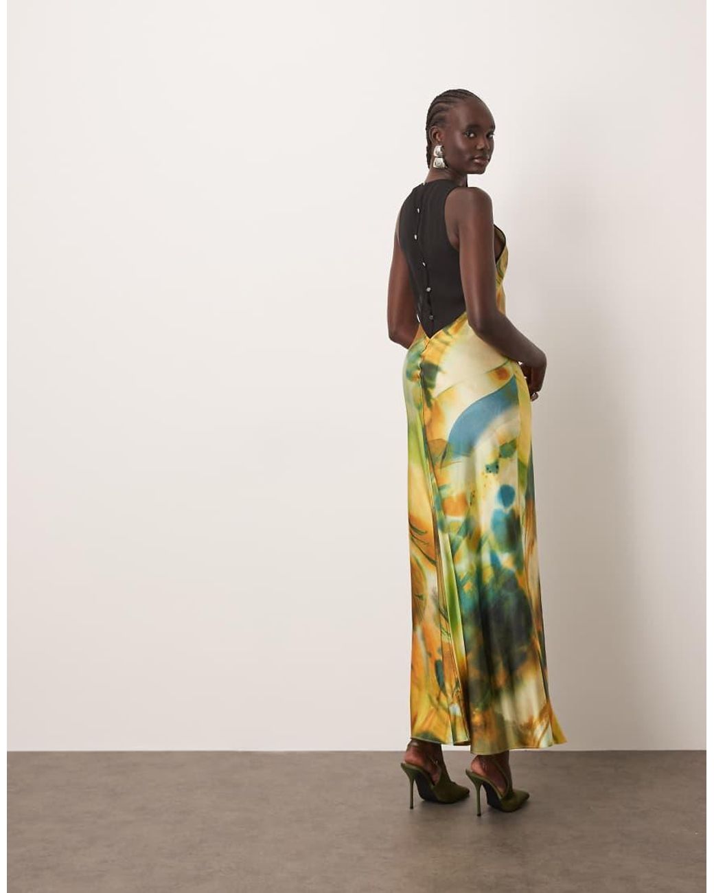 ARRANGE Multicolor Sheer Panelled Bias Cut Maxi Dress