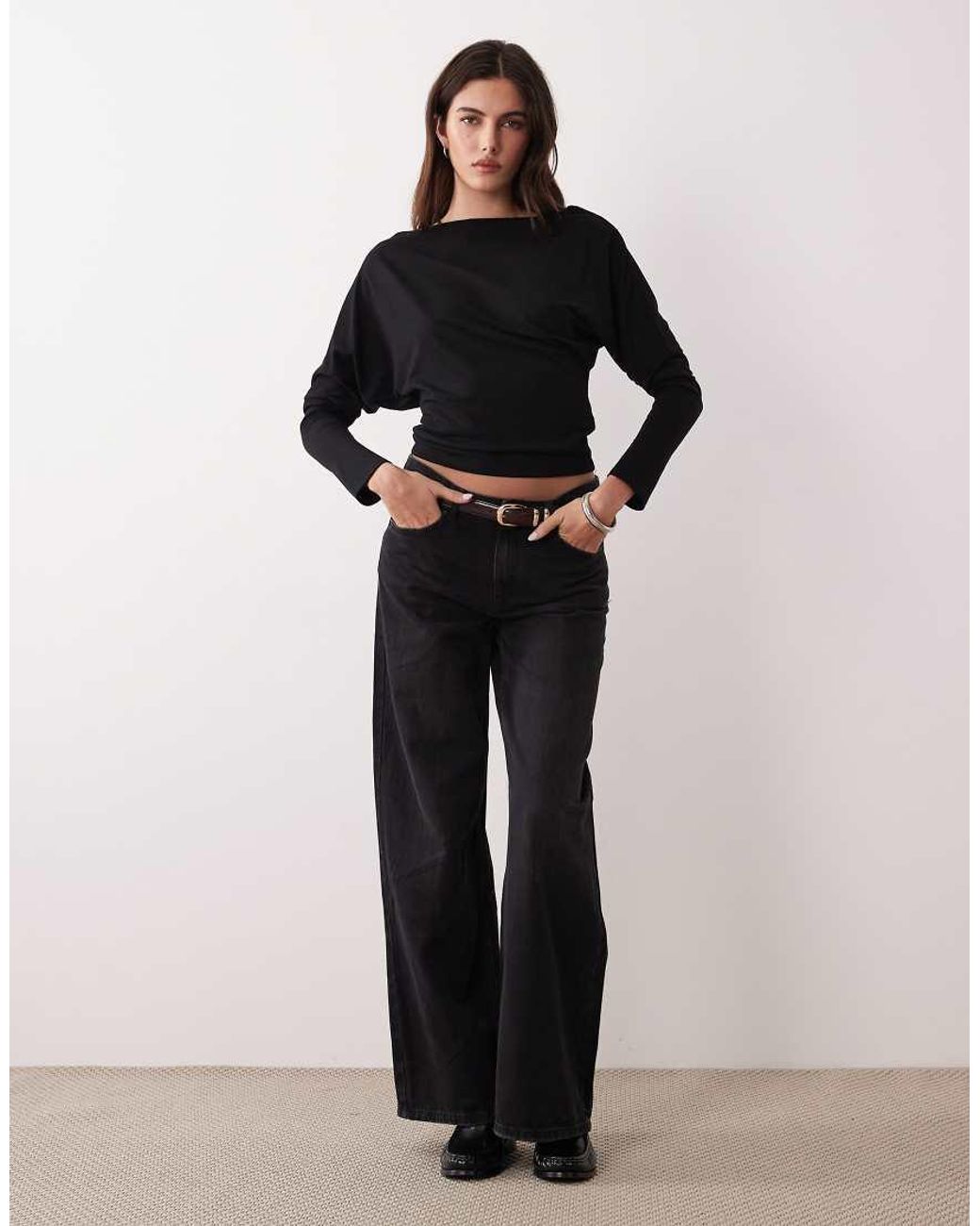 Gina Tricot Blue Asymmetric Cinched Waist Top