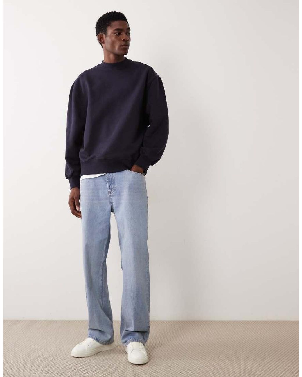 ASOS Blue Premium Heavyweight Oversized Sweatshirt for men