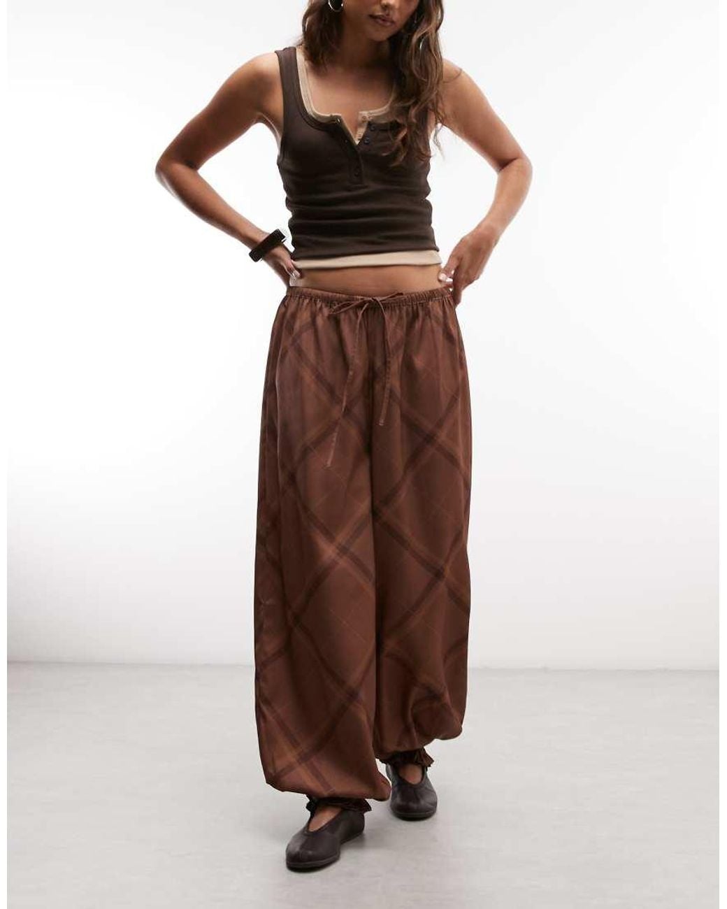 Reclaimed Vintage Brown Satin And Lace Balloon Trouser