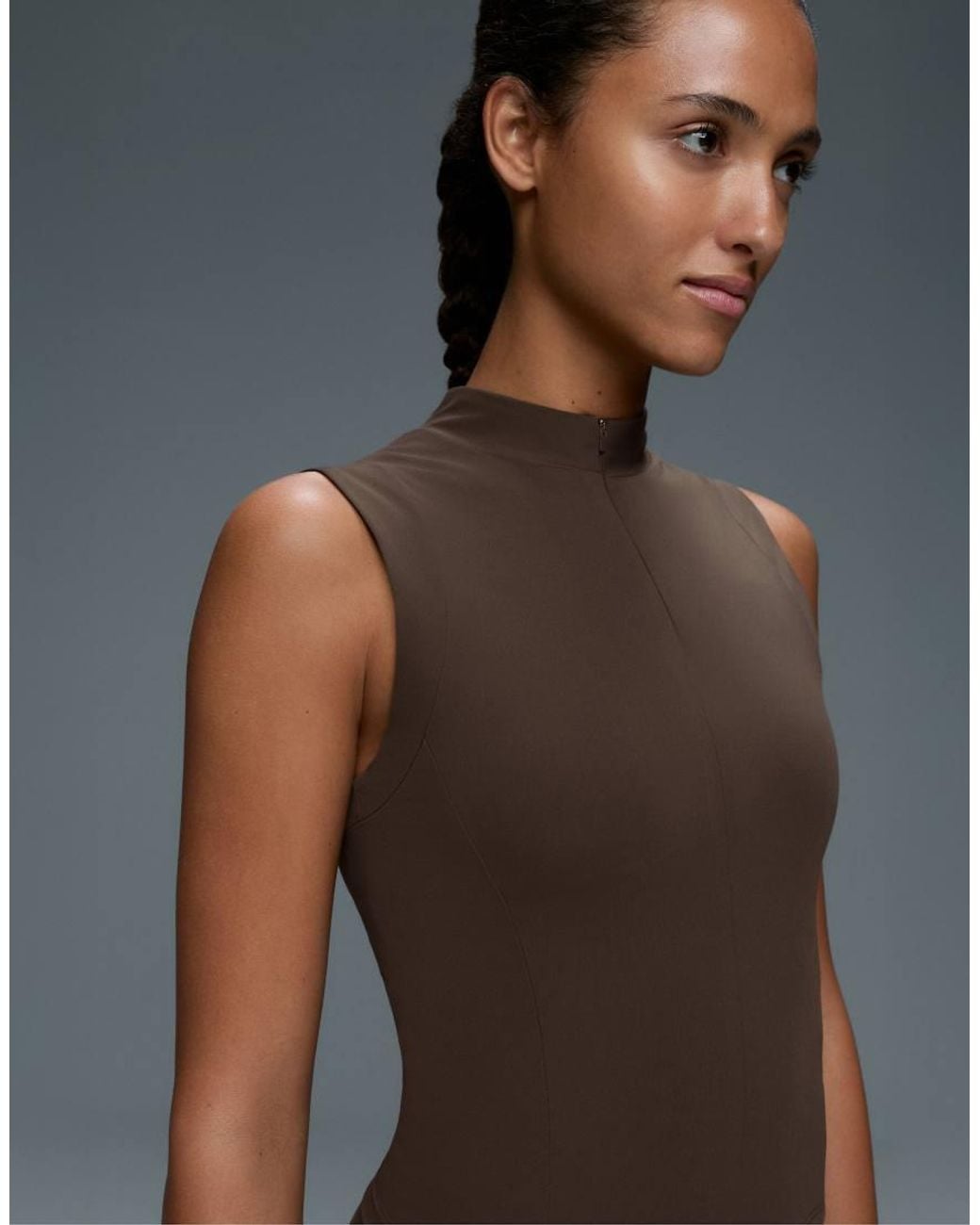 Oysho Gray Comfortlux Zip Tank Top