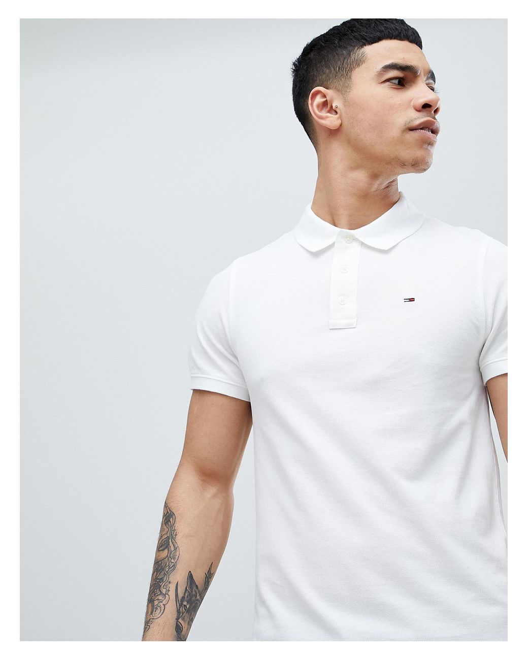 Tommy Hilfiger Denim Pique Polo Shirt in White for Men - Save 24% - Lyst