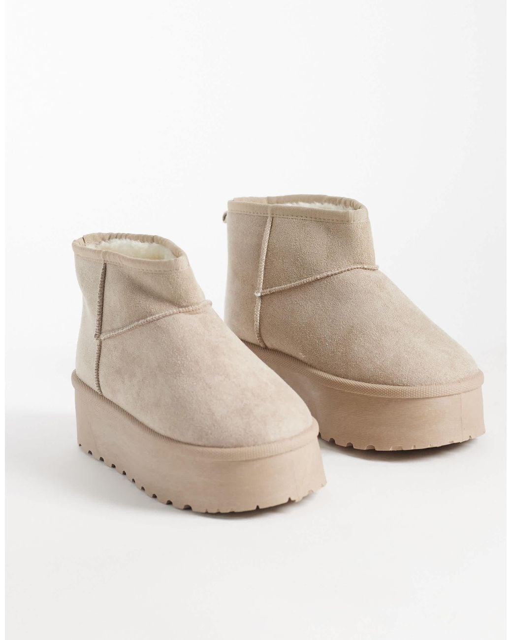 SEQWL Natural Mini Flatform Boots